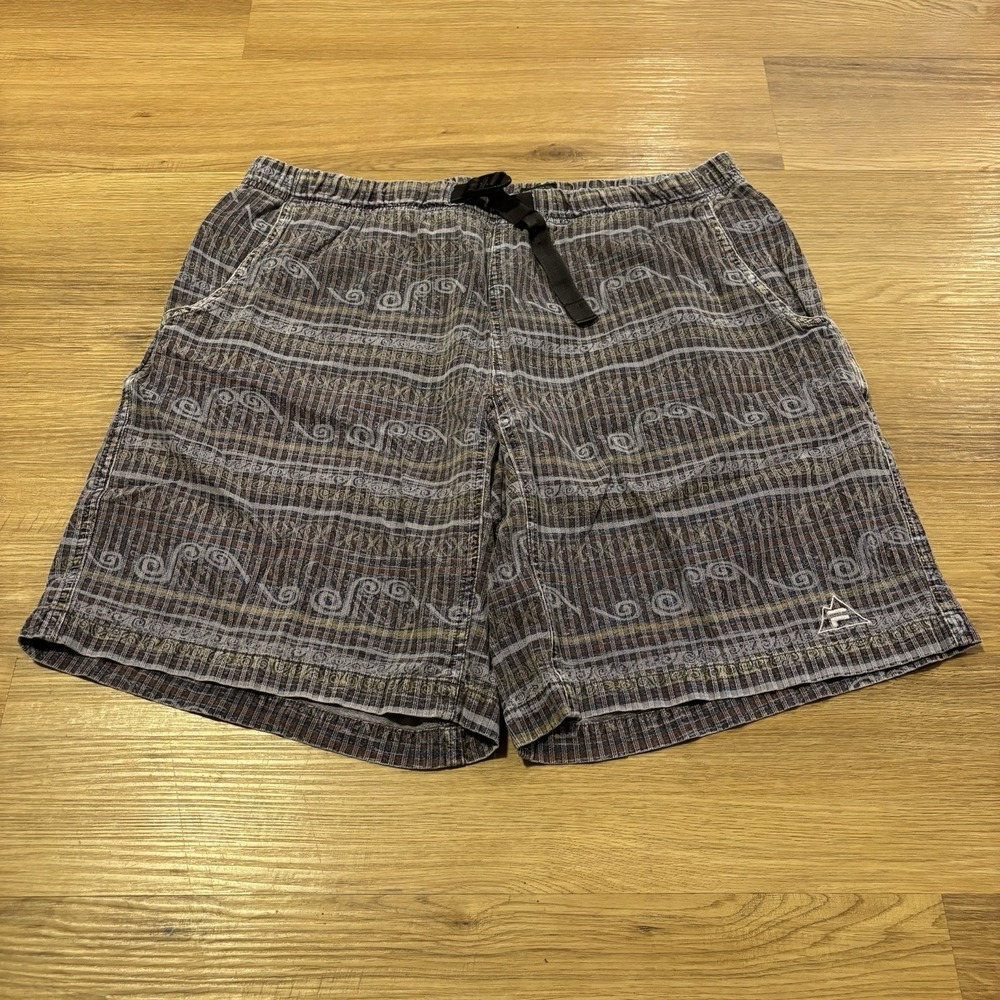 VTG 90s Fila Trek Shorts Mens Large Belted Tribal Aztec Hiking Gorpcore Cotton